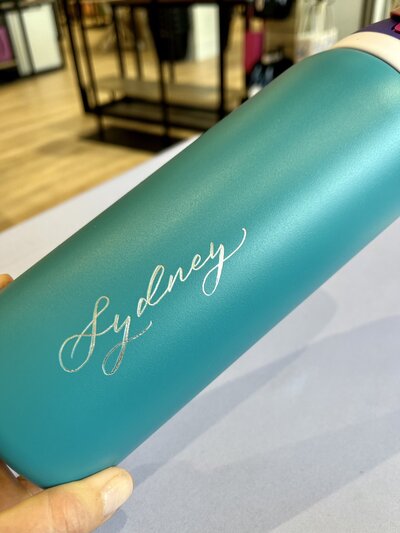 Personalized hand engraved water bottle tumbler