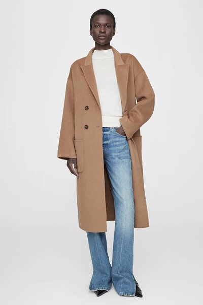 Long Anine Bing Dylan Coat in Camel 