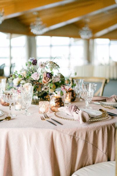 reception table at edgewater seattle wedding