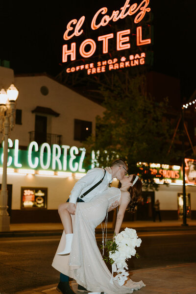 Elopement photos at the el cortez hotel in Vegas