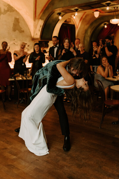 bride and groom dancing on dance floor