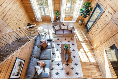 overhead shot of staged living room