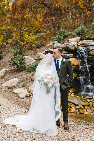 wedding photo of bride and groom at peacock reserve