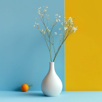 Elegant White Vase with Flowers
