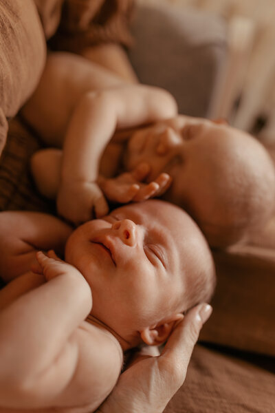 Twin lifestyle newborn session in Appleton Wisconsin