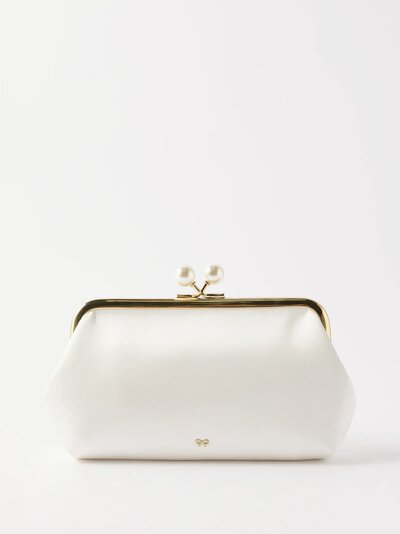 Kate Middleton Anya Hindmarch Maud Shoulder-Chain Satin Ivory Clutch Bag