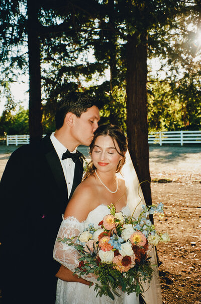 Wedding couple at Irongate Garden Inn on film