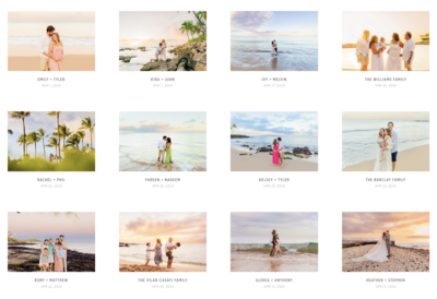 display of client galleries from love and water