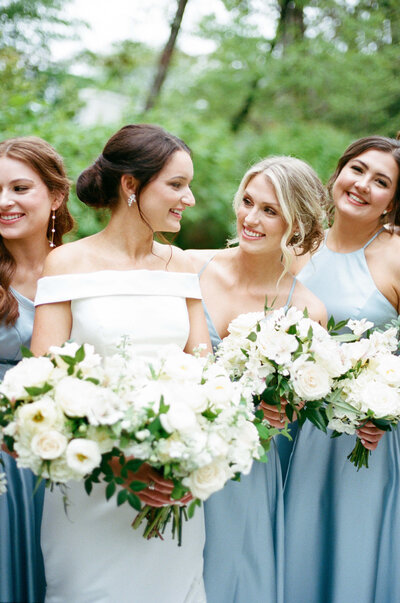 Blue bridesmaid dresses at Donnelly House Wedding