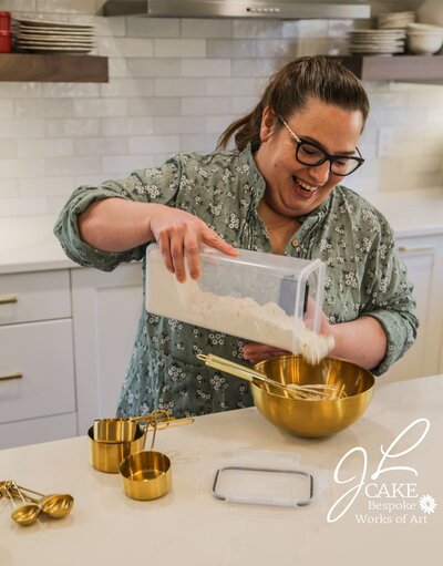 BAKER WITH LUXURY INGREDIENTS AND MIXING BOWL