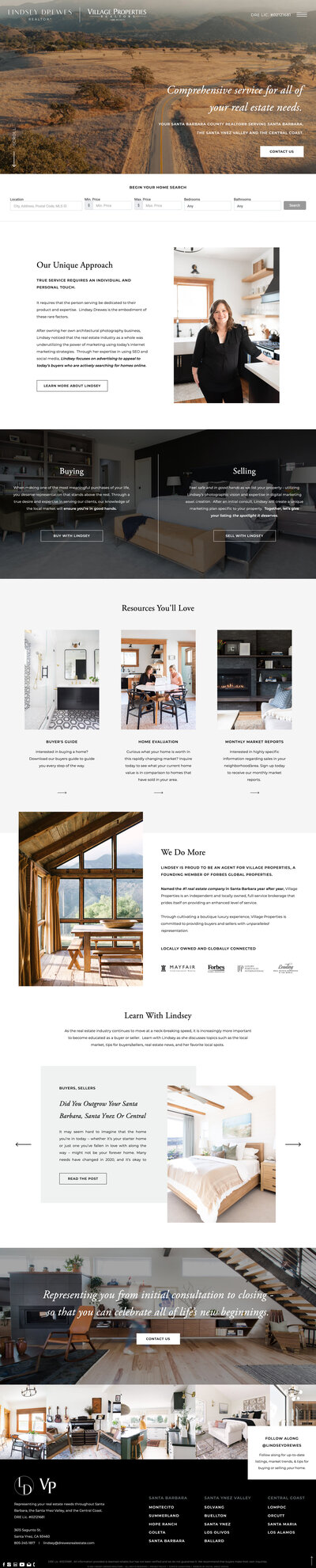 Custom Showit website for Drewes Real Estate, a Santa Barbara-area realtor