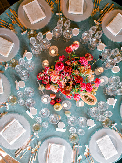 Colorful wedding table setting