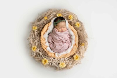 Timeless for Eternity - Newborn - Rope Nest Yellow Floral wm