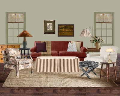English Country Living Room Design Plan by Nadine Stay