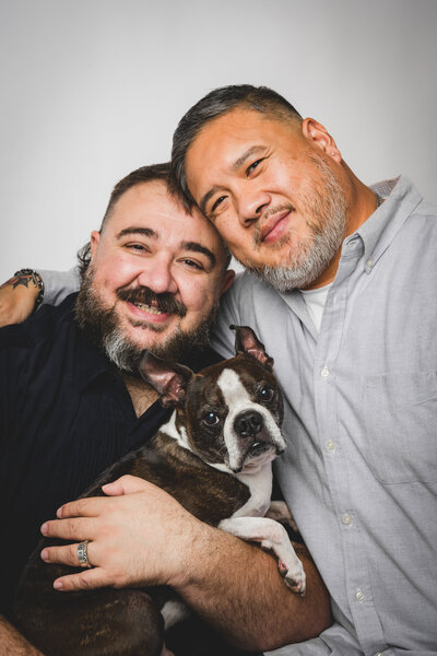 Couple’s portrait with beloved dog — fine art lifestyle photography in Marin County