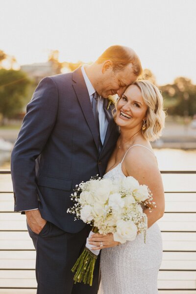 bride laughing at camera