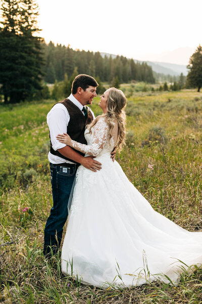 bride and groom portraits in the beartooth mountains in montana