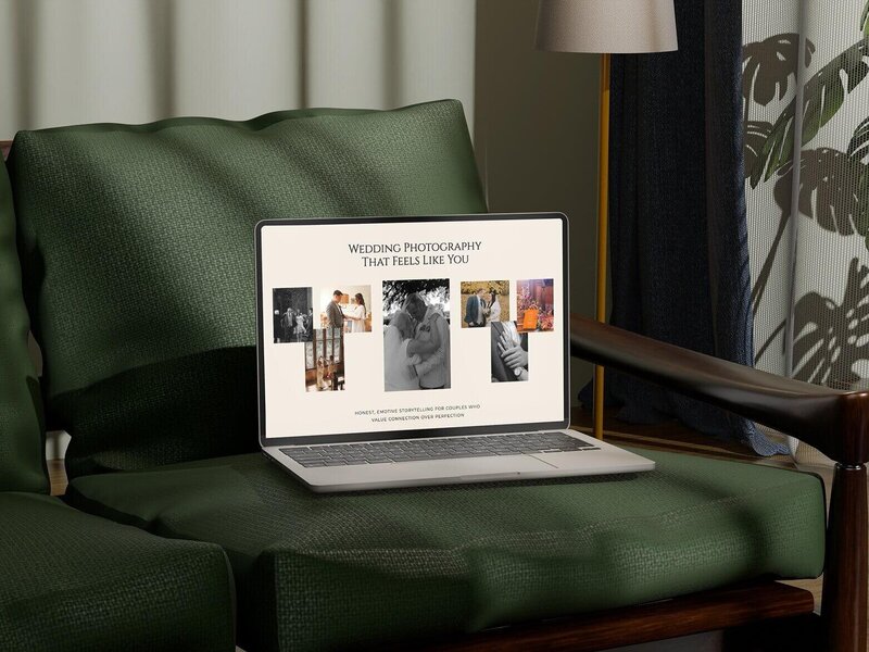 Custom Showit website design mockups for a wedding and lifestyle photographer