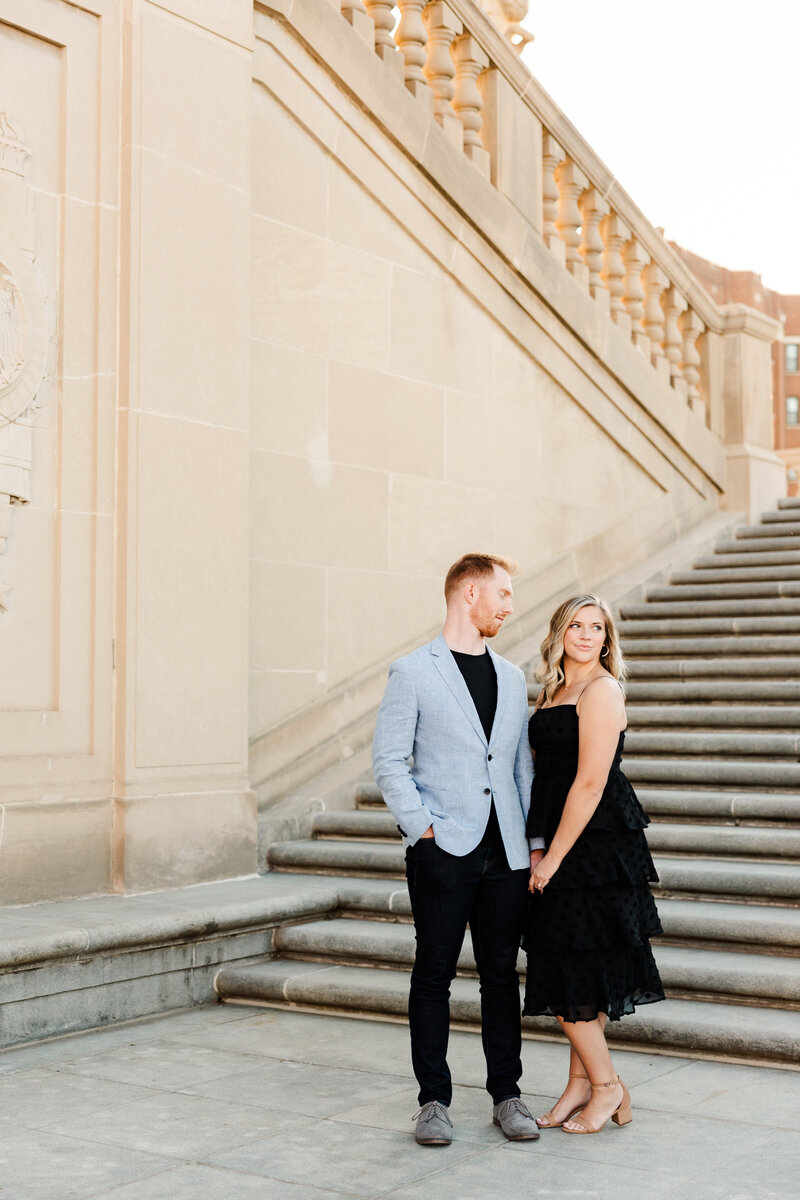 Fall Engagement Session in Indiana War Memorial, Indianapolis