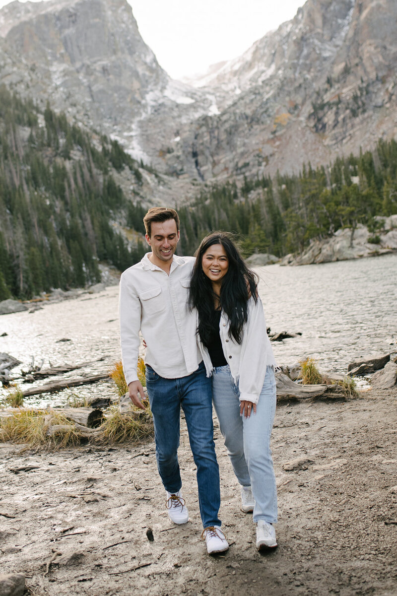 Engagement session and engagement photos at Dream Lake in Rocky Mountain National Park