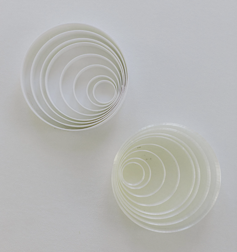 Set of stackable circular blocks for adding dimension to flat lays