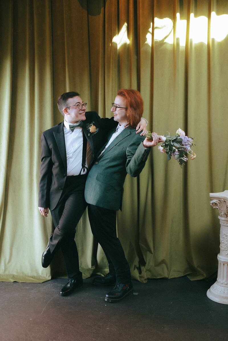 Micro wedding at Dearly Studio in Somerville Massachusetts with a queer couple. Photography by Rhode Tripper Photography