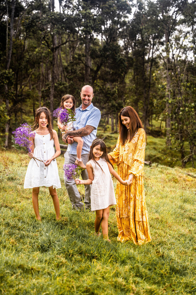 Family portrait taken by photographer on Big Island, Hawaii Adventure Portraits