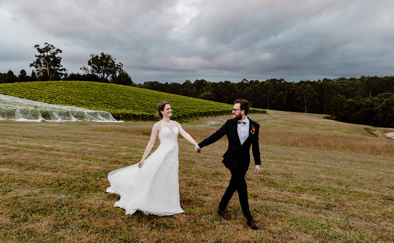 Night shot of bride and groom at Witchmount Estate