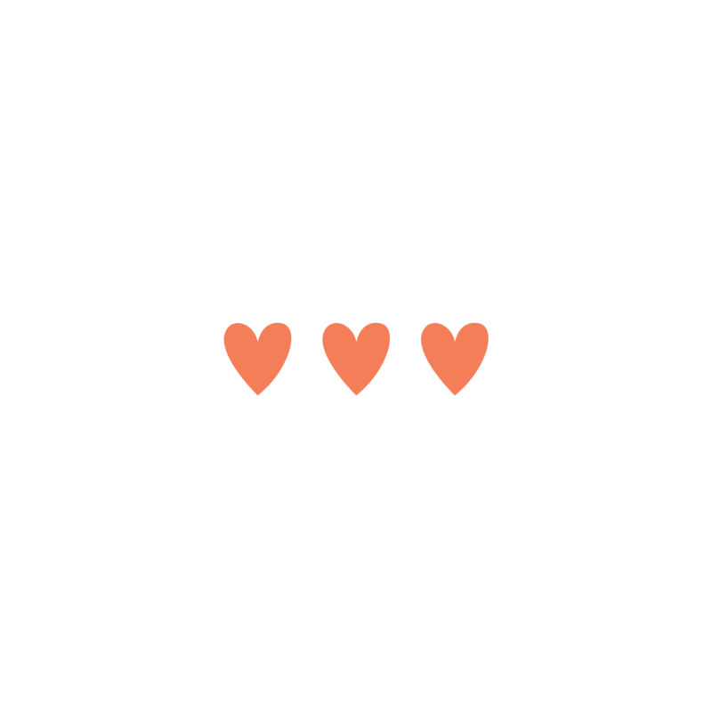 three orange hearts