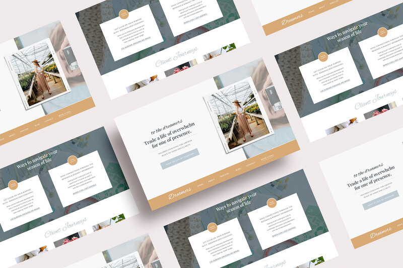 Different sections of the Lumen website template home page shown on multiple ipads