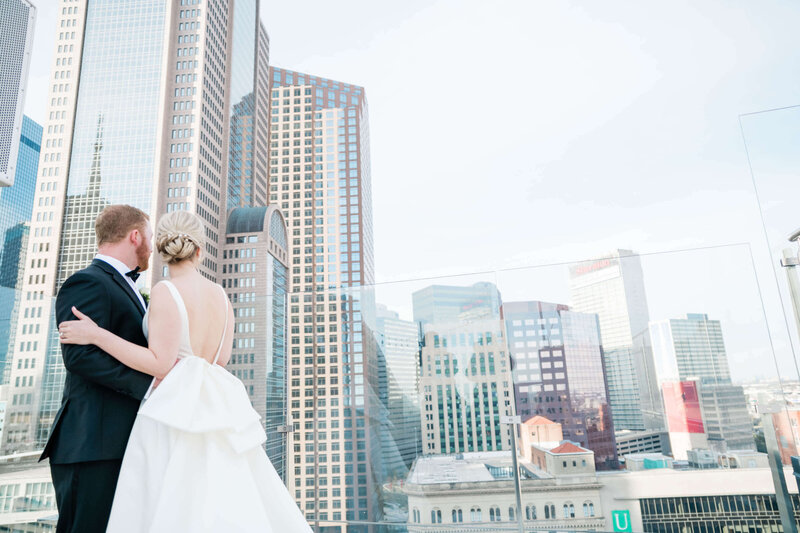 Bride and groom portraits in downtown Dallas, Texas