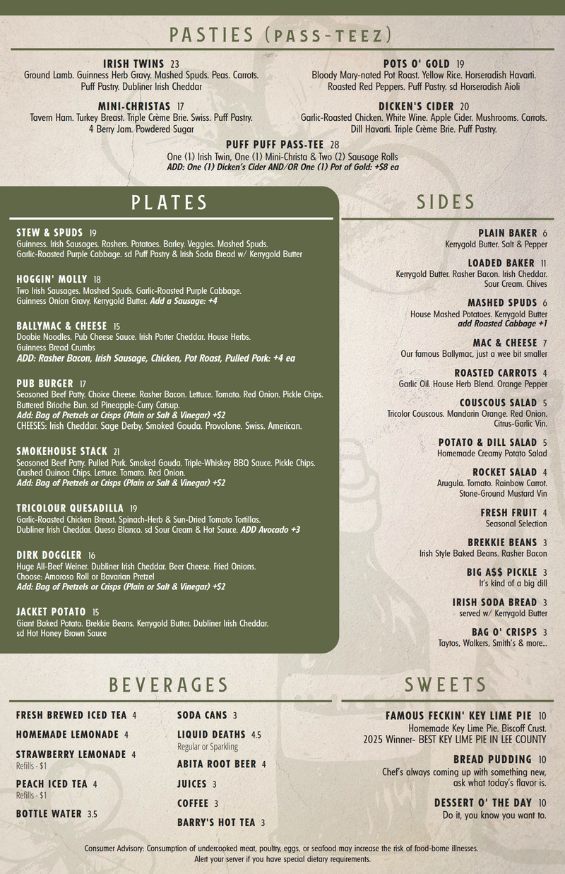Irish pub menu summer 25 page 2