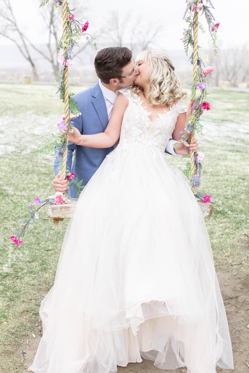 bride and groom wedding portrait at camelot ranch events in billings mt