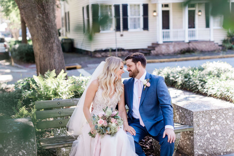Carly and Clint’s Downtown Savannah Elopement in Reynolds Square