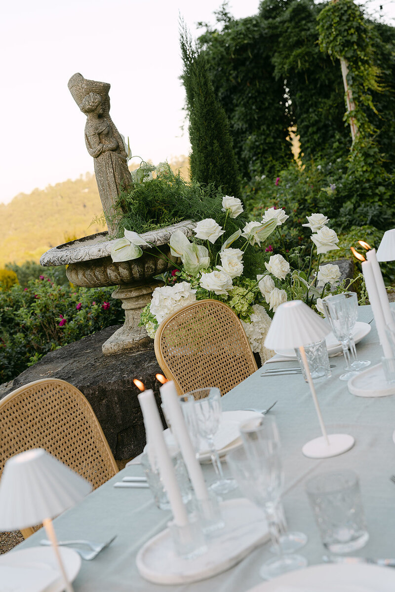 Outdoor wedding table setting in garden