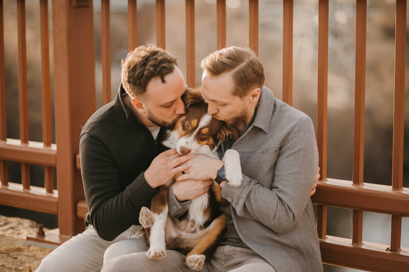 LGBTQ Couple and their dog for engagement photos