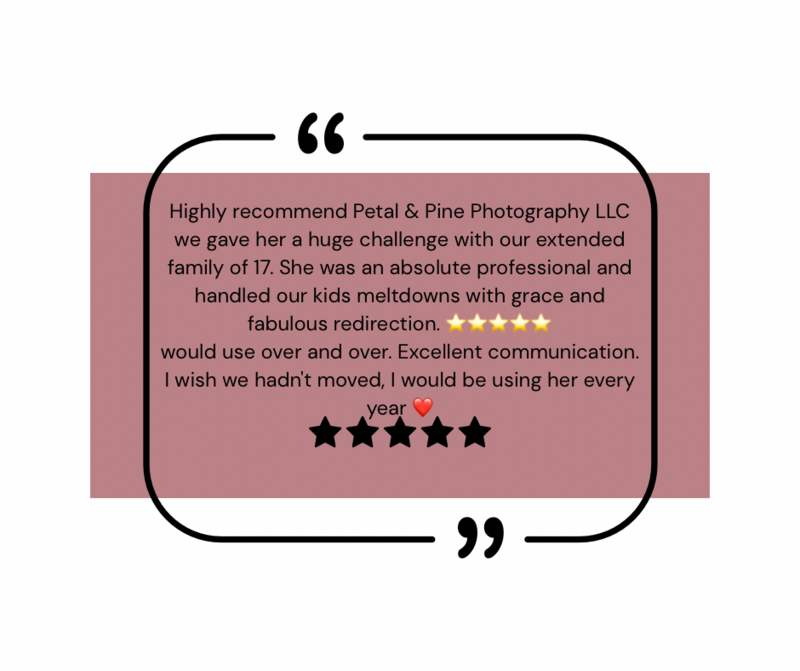 Petal & Pine Photography client review