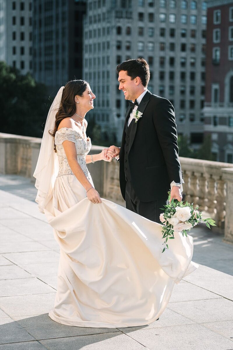 Wedding day photography at Indiana World War Memorial