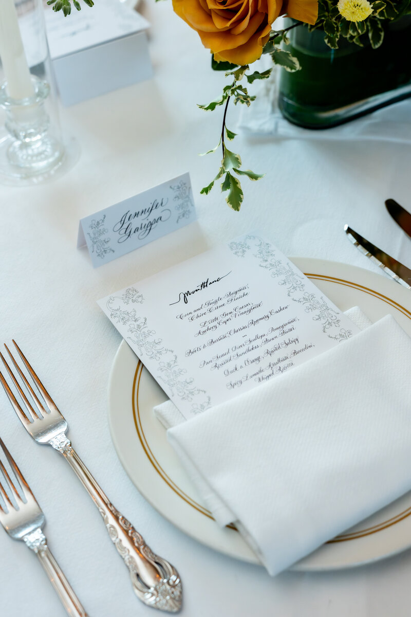 Dinner menu calligraphy