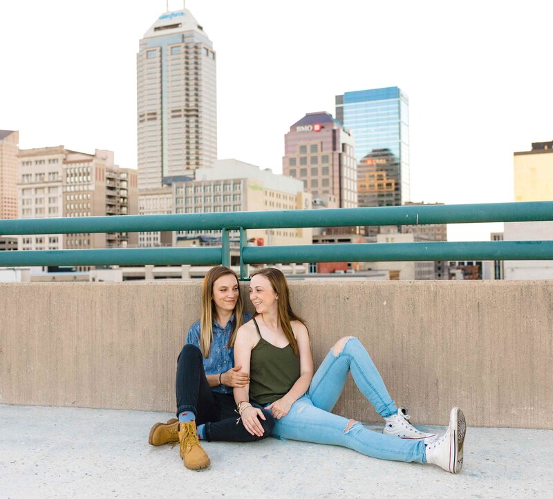 Lesbian couple in downtown Indianapolis