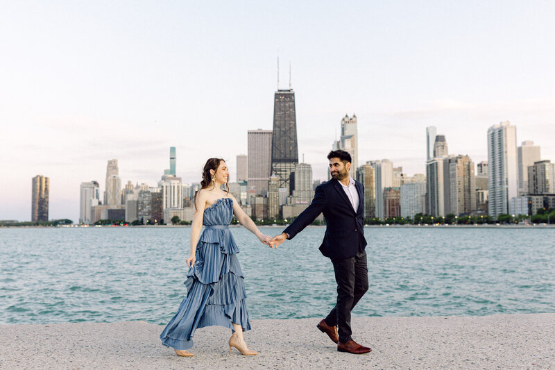 North Avenue Beach Chicago Engagement Session Sunset Engagement