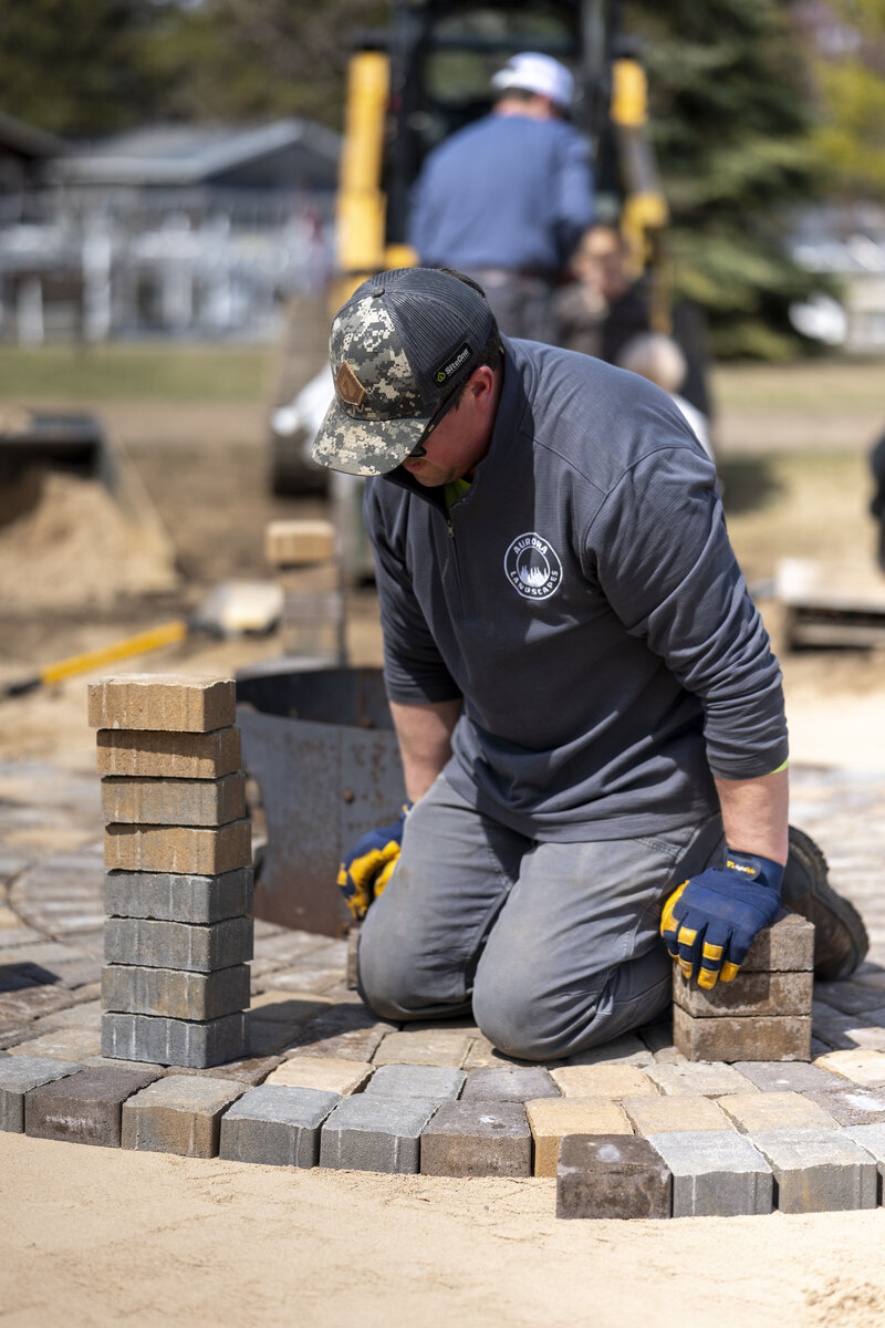 laying pavers at a residential home