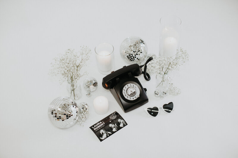 Audio guestbook for wedding  along with prints and wedding decor details