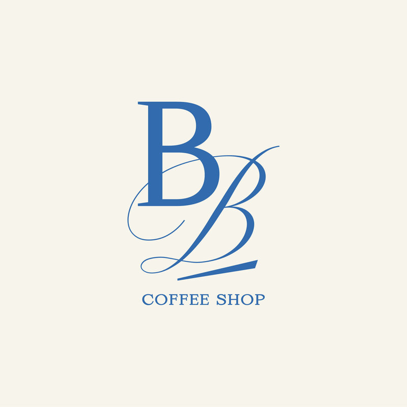 Classic and elevated coffee shop logo design on cream background