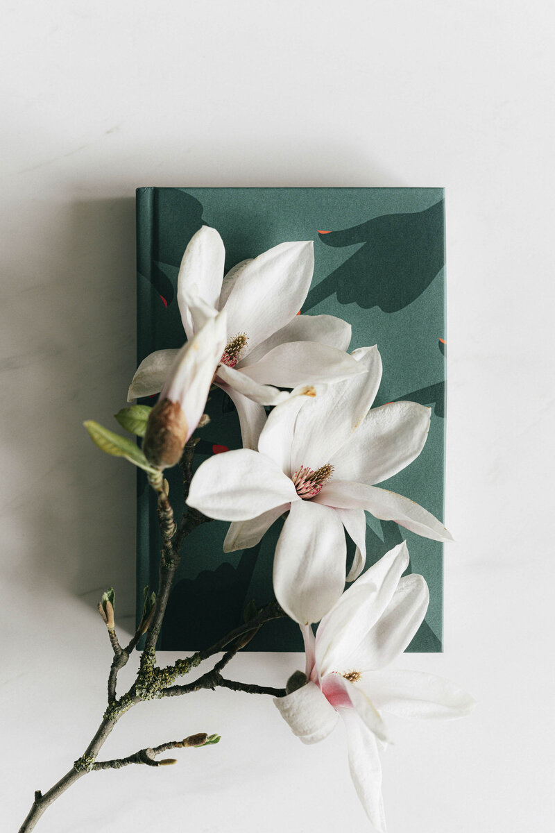 Cute notebook and flowers