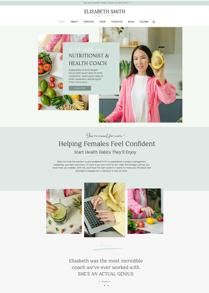 A fresh and inspiring theme perfect for nutritional experts and lifestyle coaches