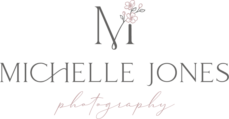 Main logo design for wedding photographer Michelle Jones, an elegant, timeless floral design