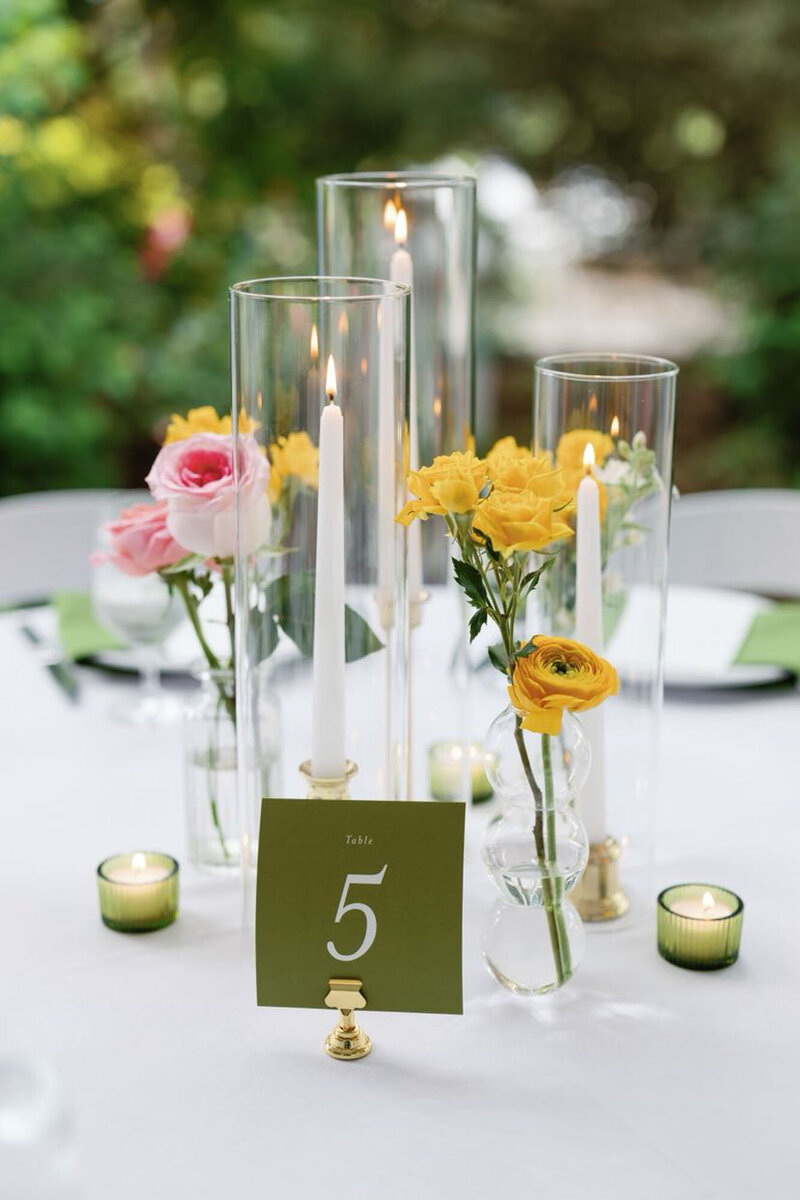 Candle centerpieces designed by wedding planners in Raleigh