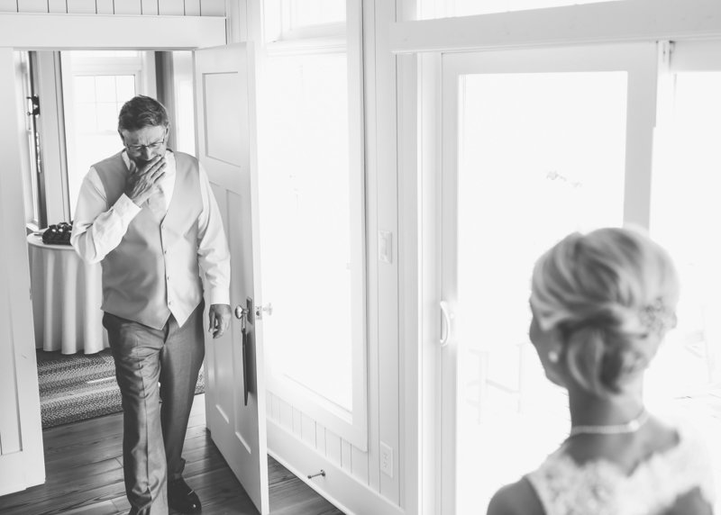 Light Shifter Studios capture photos of a first look with dad and daughter at North Carolina Wedding. 