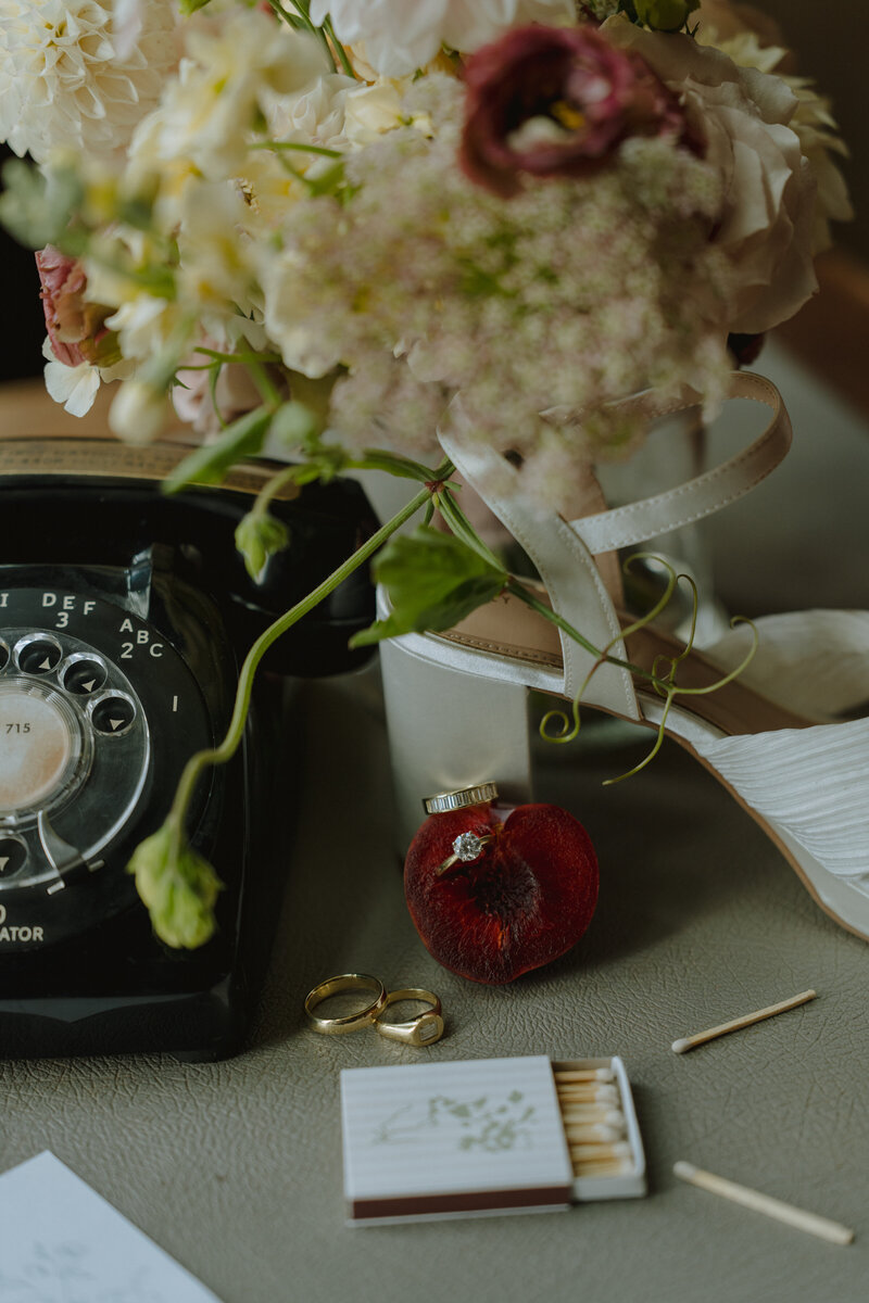 Bride and Groom overlooking lake superior during sunset